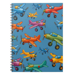 Colourful Vintage Airplanes Pattern – Retro Aviati Notebook