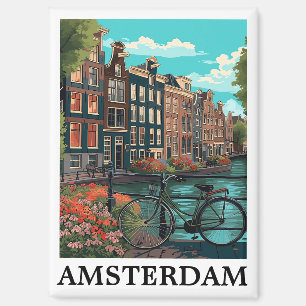 Colourful Vintage Amsterdam Netherlands Canal View Magnet