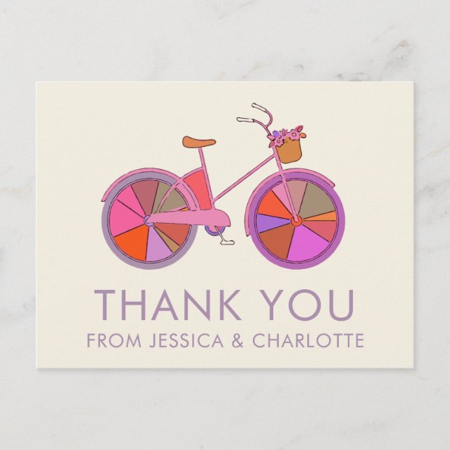 Colourful Vintage Bike Illustration Personalized  Postcard (Front)