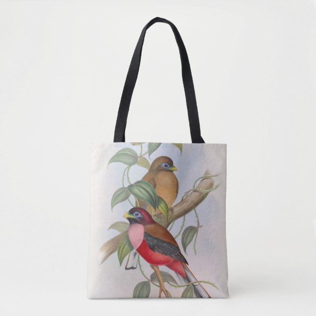 Colourful Vintage Bird Illustration Tote Bag (Front)