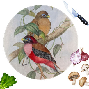 Colourful Vintage Birds Illustration Cutting Board