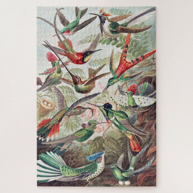 Colourful Vintage Birds Jigsaw Puzzle (Vertical)