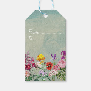 Colourful vintage blooming beautiful wildflowers gift tags