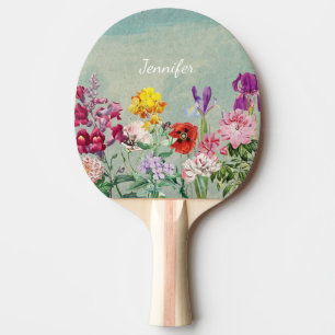 Colourful vintage blooming beautiful wildflowers ping pong paddle