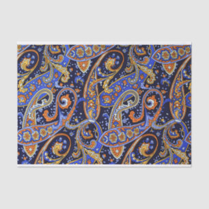 Colourful VIntage Blue and Orange Paisley Pattern Tissue Paper