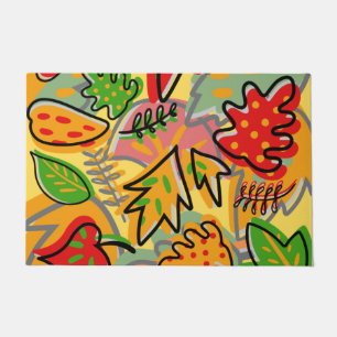 Colourful vintage botanical pattern colourful summ doormat