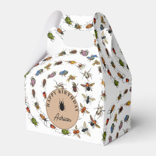 Colourful Vintage Bugs & Beetles Birthday Kids Nam Favor Box