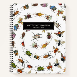 Colourful Vintage Bugs & Beetles Pattern Notebook