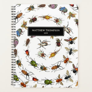 Colourful Vintage Bugs & Beetles Pattern Planner