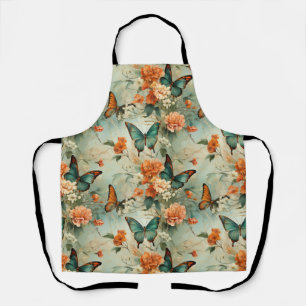 Colourful Vintage Butterflies and Flowers (10) Apron