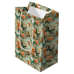 Colourful Vintage Butterflies and Flowers (10) Medium Gift Bag