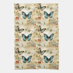 Colourful Vintage Butterflies and Flowers (11) Kitchen Towel