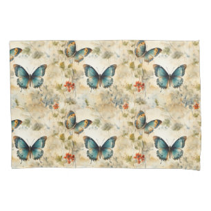 Colourful Vintage Butterflies and Flowers (11) Pillowcase