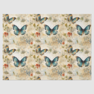Colourful Vintage Butterflies and Flowers (11) Tissue Paper