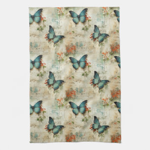 Colourful Vintage Butterflies and Flowers (12) Kitchen Towel