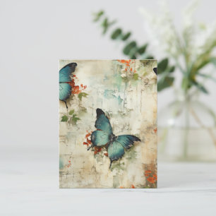 Colourful Vintage Butterflies and Flowers (12) Postcard