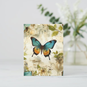 Colourful Vintage Butterflies and Flowers (1) Postcard