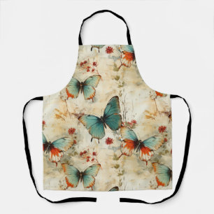 Colourful Vintage Butterflies and Flowers (3) Apron