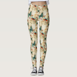 Colourful Vintage Butterflies and Flowers (3) Leggings