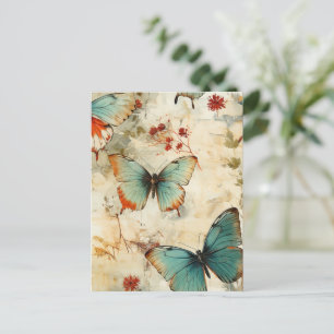 Colourful Vintage Butterflies and Flowers (3) Postcard