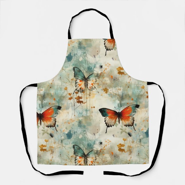 Colourful Vintage Butterflies and Flowers (4) Apron (Front)
