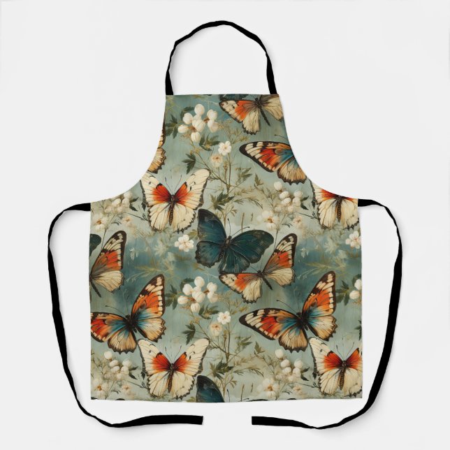 Colourful Vintage Butterflies and Flowers (5) Apron (Front)