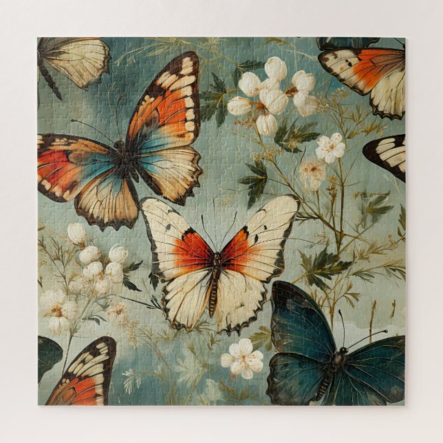 Colourful Vintage Butterflies and Flowers (5) Jigsaw Puzzle (Vertical)