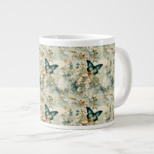 Colourful Vintage Butterflies and Flowers (6) Large Coffee Mug