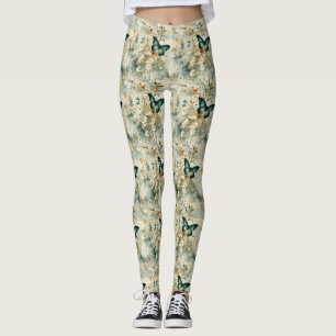 Colourful Vintage Butterflies and Flowers (6) Leggings