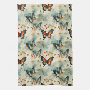 Colourful Vintage Butterflies and Flowers (7) Kitchen Towel