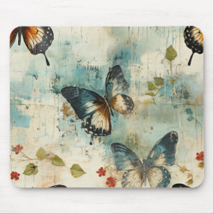 Colourful Vintage Butterflies and Flowers (7) Mouse Pad