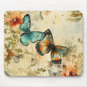 Colourful Vintage Butterflies and Flowers (8) Mouse Pad