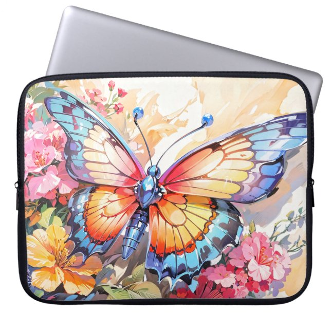 Colourful Vintage Butterfly Art Laptop Sleeve (Front)