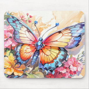 Colourful Vintage Butterfly Art Mouse Pad
