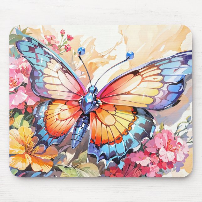 Colourful Vintage Butterfly Art Mouse Pad (Front)