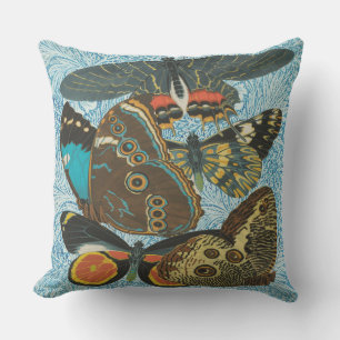 Colourful Vintage Butterfly Botanical Art Throw Pillow