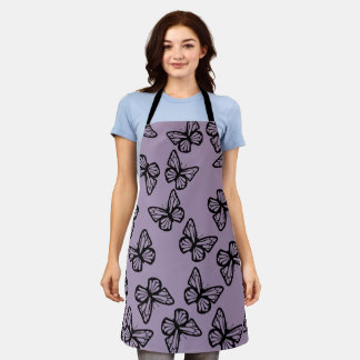 colourful vintage Butterfly illustration Pattern Apron