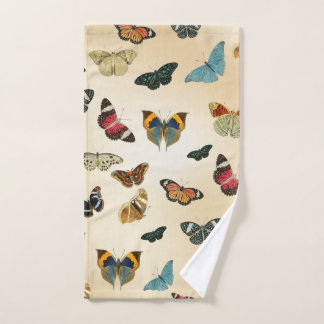 colourful vintage Butterfly illustration Pattern Hand Towel