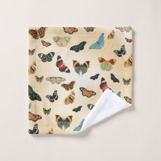 colourful vintage Butterfly illustration Pattern Wash Cloth