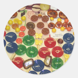 Colourful Vintage Buttons Classic Round Sticker