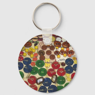 Colourful Vintage Buttons Stylized Keychain