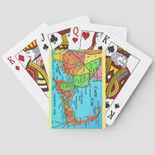Colourful Vintage Cape Cod Map Playing Cards