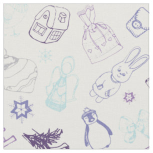 Colourful vintage christmas animals and bird fabric