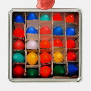 Colourful Vintage Christmas Light Bulbs in a Box Metal Ornament