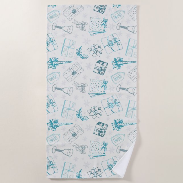 Colourful vintage christmas pattern beach towel (Front)