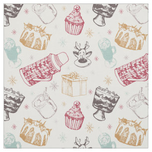 Colourful vintage christmas pattern fabric