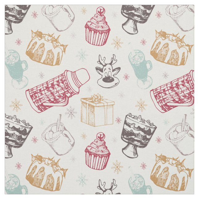 Colourful vintage christmas pattern fabric (Swatch)