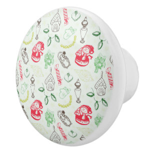 Colourful vintage christmas snowman ceramic knob