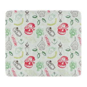 Colourful vintage christmas snowman cutting board