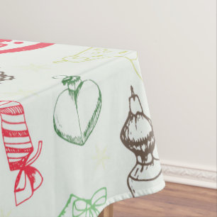 Colourful vintage christmas snowman tablecloth